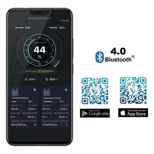 app bluetooth batterie lithium 12V an aménagé